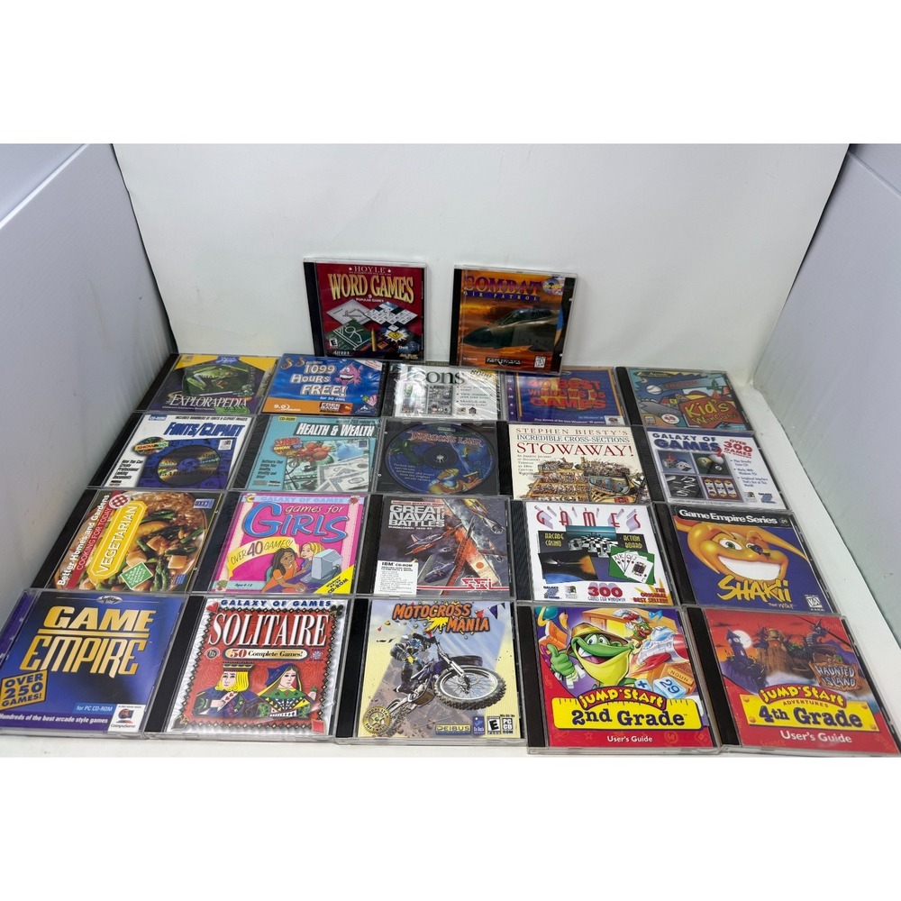 Vtg PC CD-ROM Software Lot 22 Windows 95 Games JumpStart Dragon's Lair Sierra